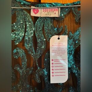 NWT southern fried chicks brand beautiful sequin duster
